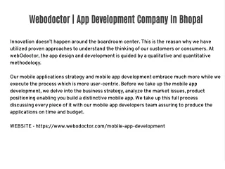 Webodoctor | App development company in Bhopal