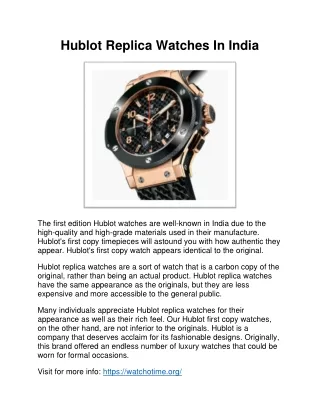 First Copy Hublot Watches