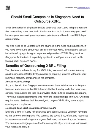 Should all companies in singapore need to outsource XBRL