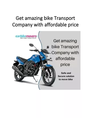Get Amazing Bike Transport Company With Affordable Price- PDF