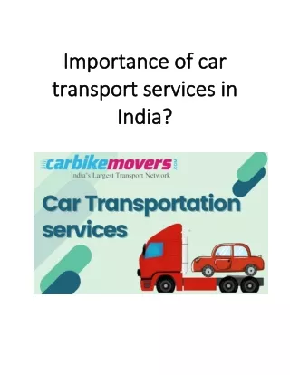 Importance of Car Transport Services in India-PDF