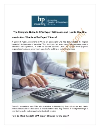 The Complete Guide to CPA Expert Witnesses and How to Hire One