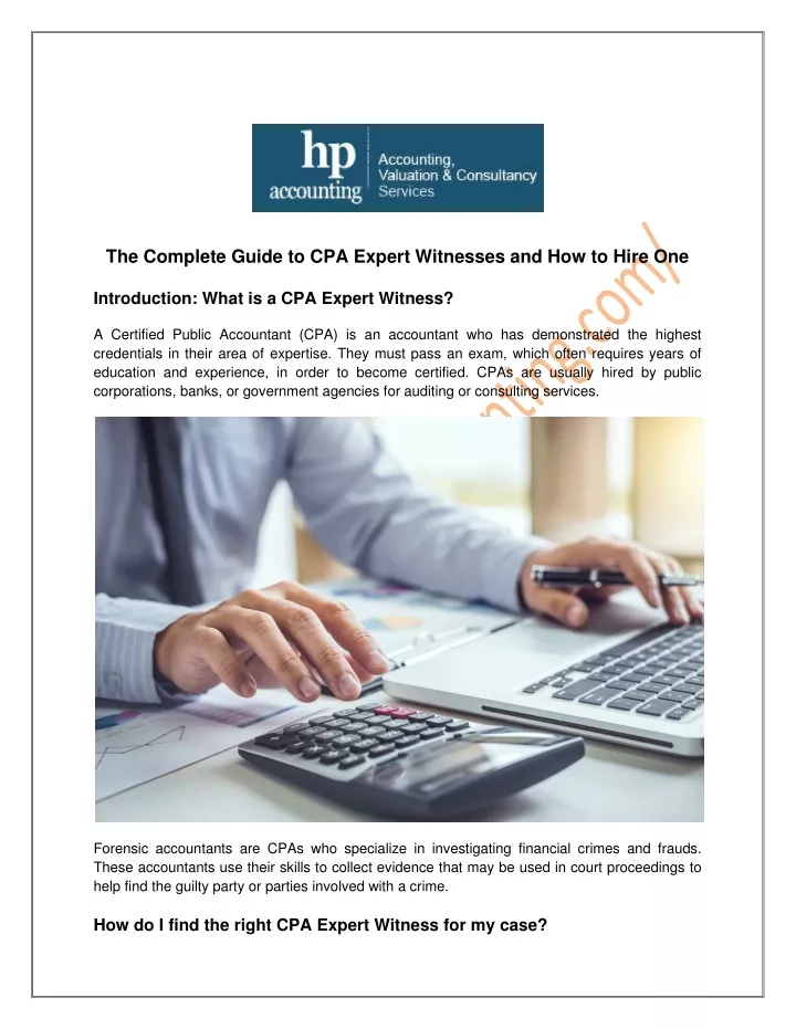 the complete guide to cpa expert witnesses