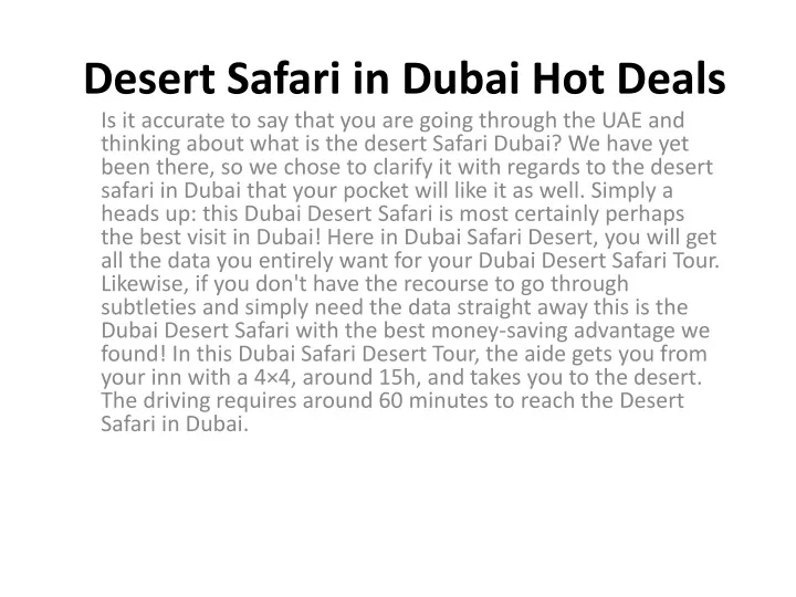 desert safari in dubai hot deals