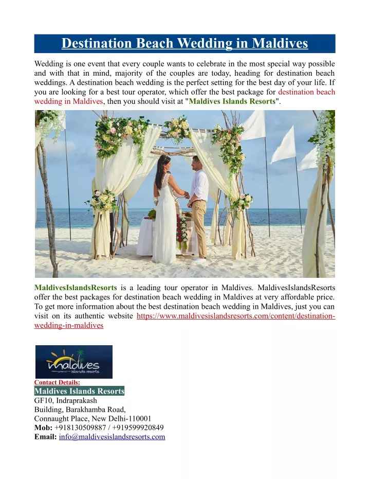 destination beach wedding in maldives