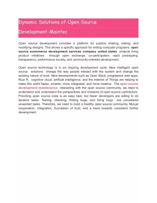 dynamic solutions of open source