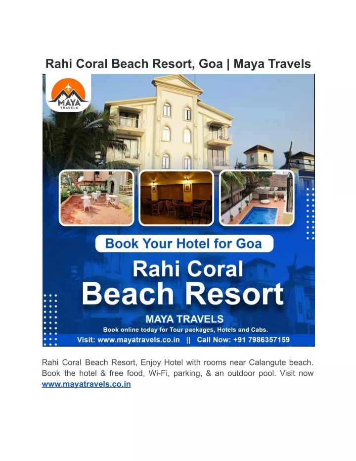 rahi coral beach resort goa maya travels
