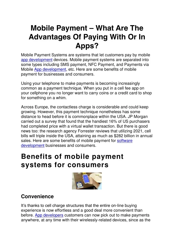 mobile payment what are the advantages of paying