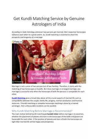 get kundli matching service by genuine