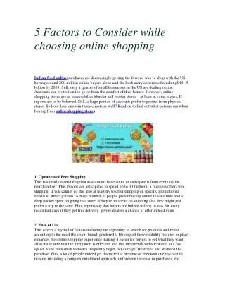 5 Factors to Consider while Choosing online shopping