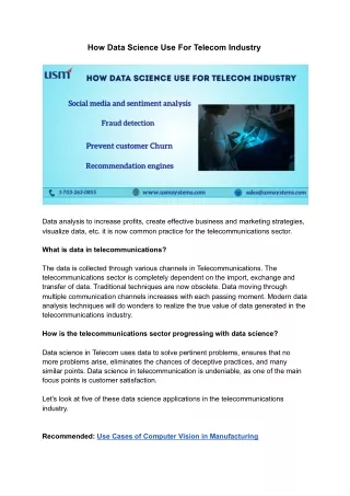 how data science use for telecom industry