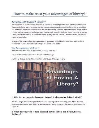 How to make trust your advantages of library?