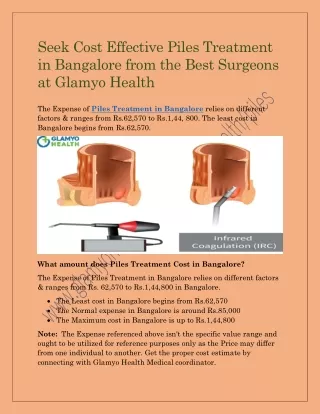 Seek Cost Effective Piles Treatment in Bangalore from the Best Surgeons at Glamyo Health