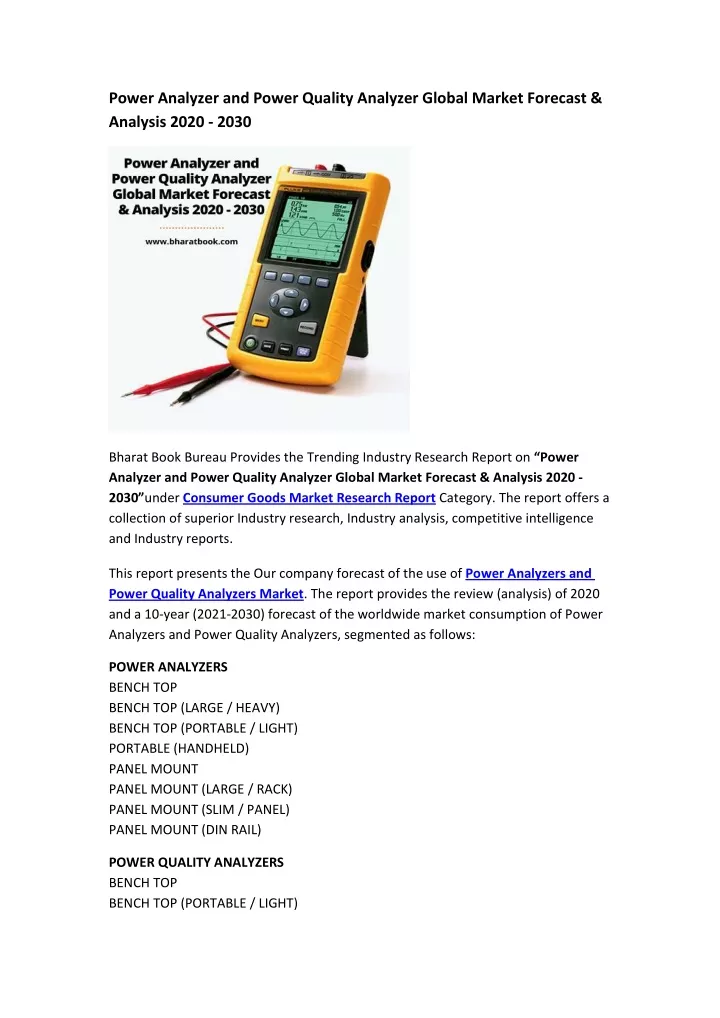 power analyzer and power quality analyzer global