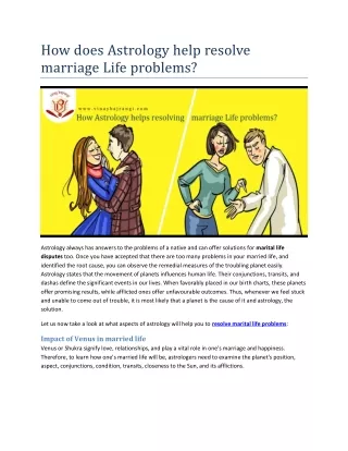 how does astrology help resolve marriage life