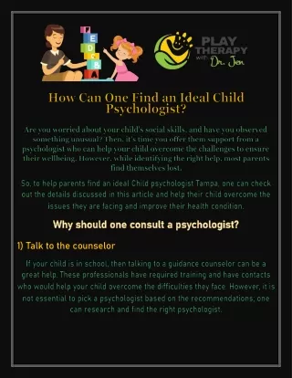 How Can One Find an Ideal Child Psychologist