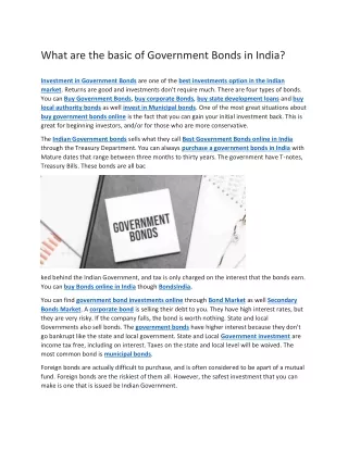 what are the basic of government bonds in india