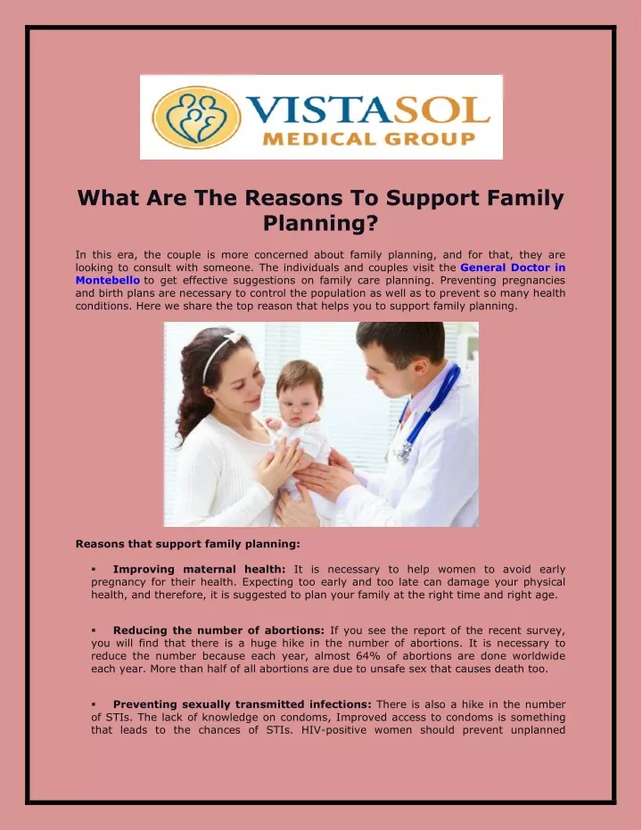 what are the reasons to support family planning