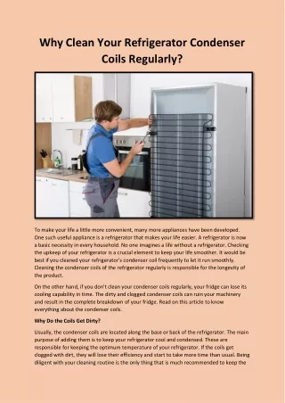Why Clean Your Refrigerator Condenser Coils Regularly