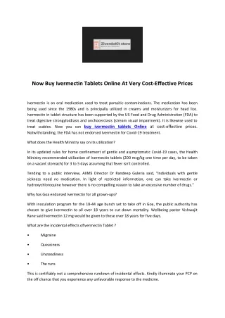 Now Buy Ivermectin Tablets Online At Very Cost-Effective Prices