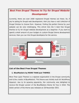 best free drupal themes to try for drupal website
