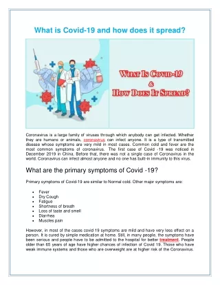 What is Covid-19 and how does it spread