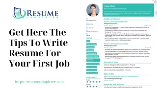 Get Here The Tips To Write Resume For Your First Job
