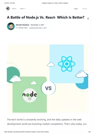 A Battle of Node.js Vs. React- Which Is Better?