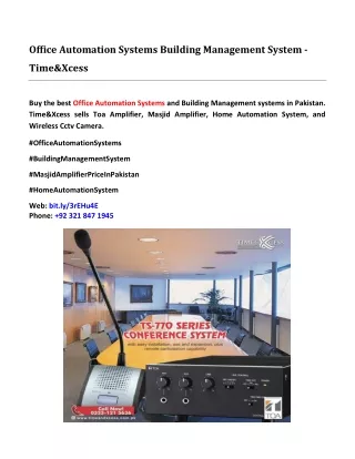 Office Automation Systems Building Management System - Time&Xcess