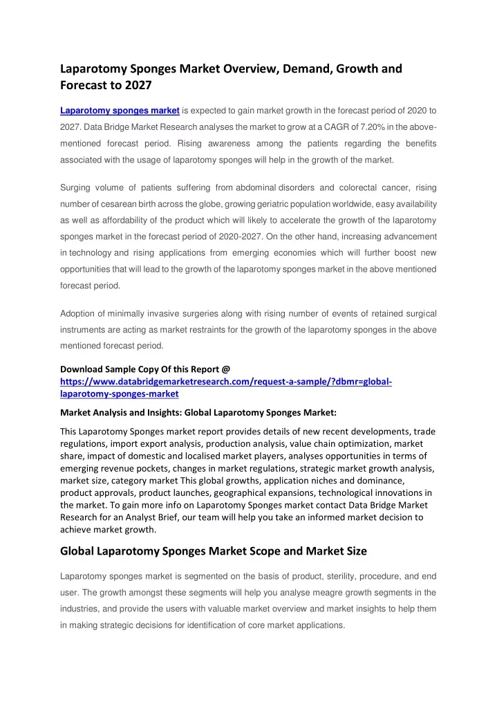 laparotomy sponges market overview demand growth
