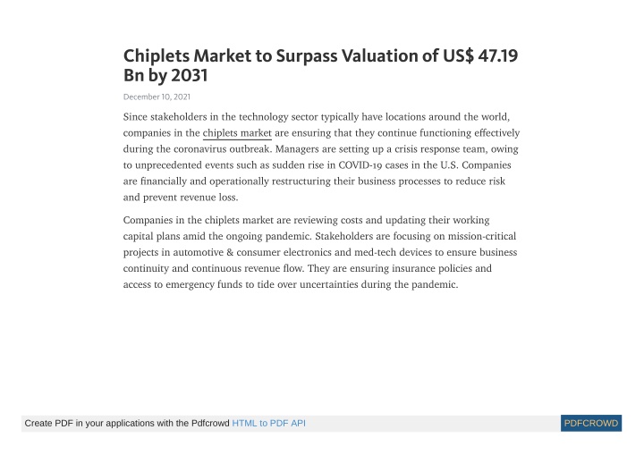 chiplets market to surpass valuation