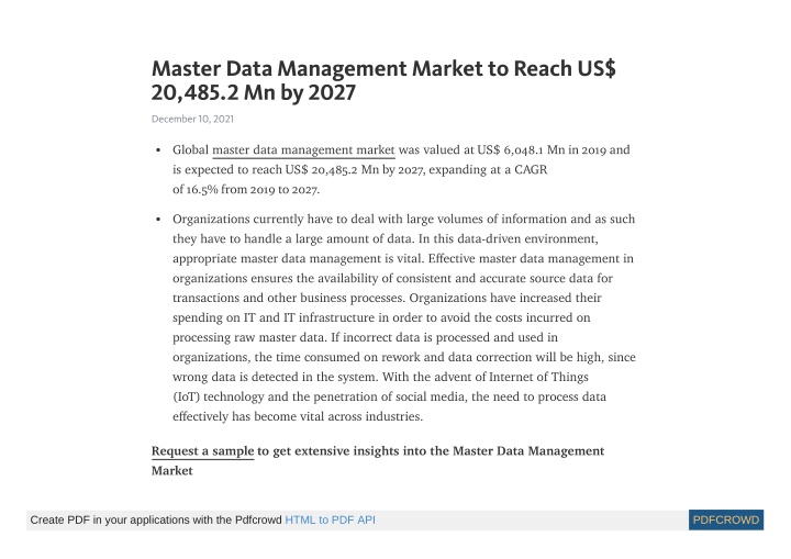 master data management market to reach