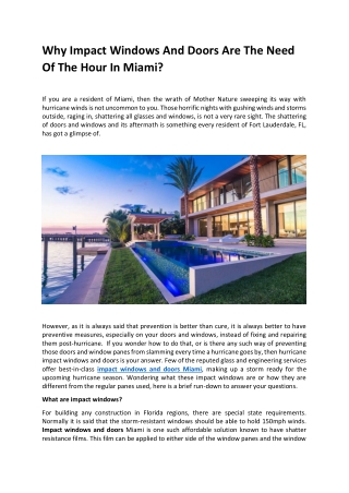 why impact windows and doors are the need