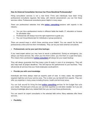 how an external consultation services can prove