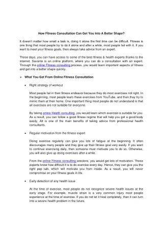 how fitness consultation can get you into