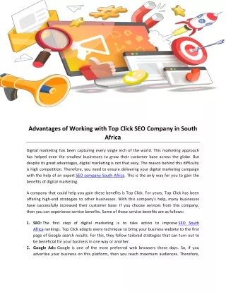 Advantages of Working with Top Click SEO Company in South Africa