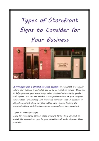 Types of Storefront Signs to Consider for Your Business