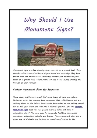 Why Should I Use Monument Signs