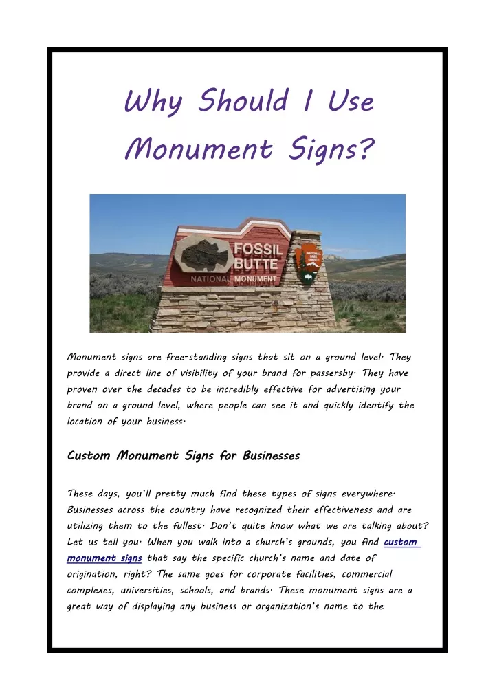 why should i use monument signs