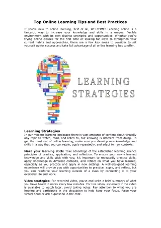 top online learning tips and best practices