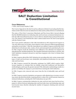 SALT Deduction Limitation is Constitutional