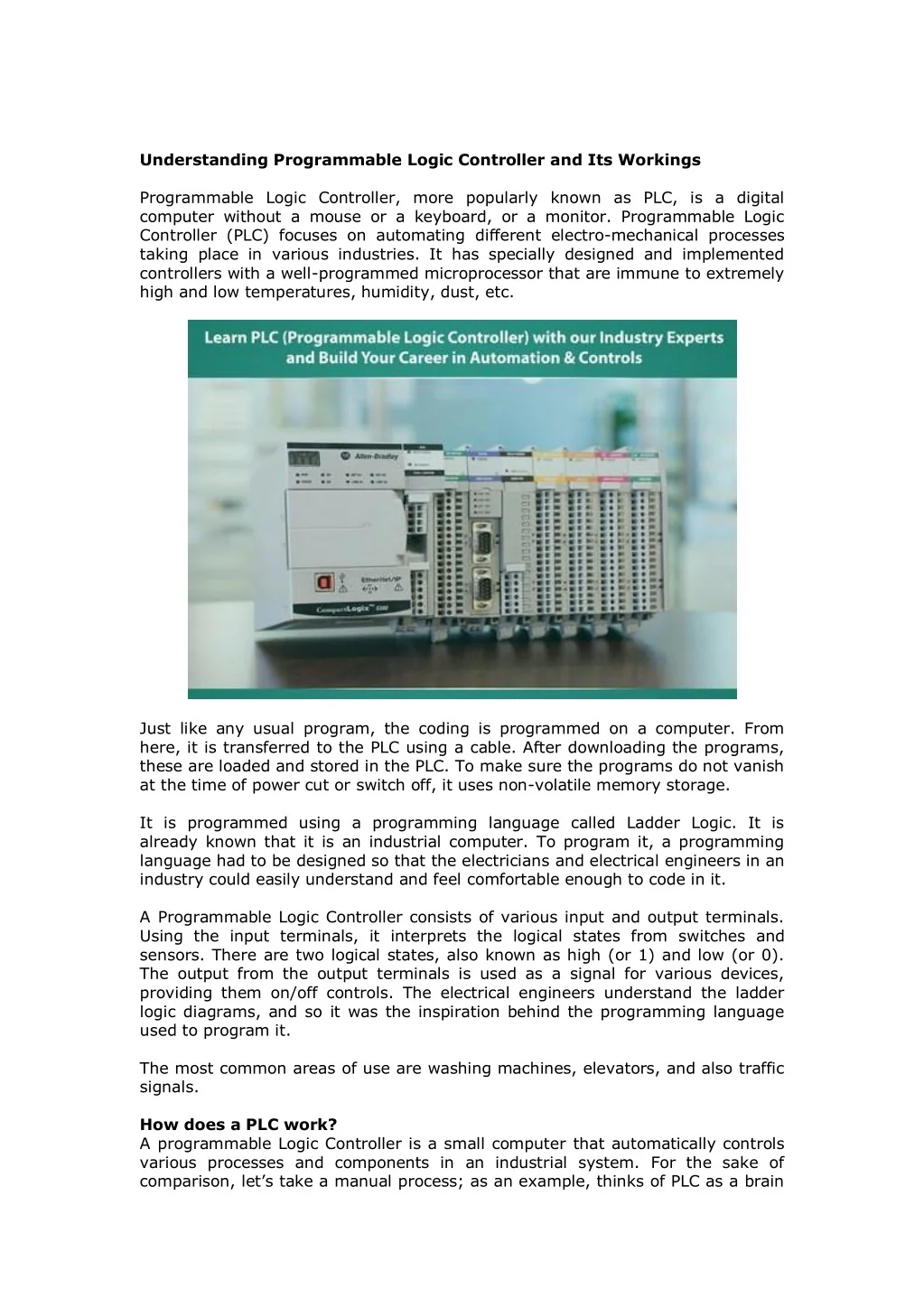 PPT - Understanding Programmable Logic Controller and Its Workings ...