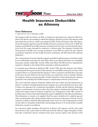 Health Insurance Deductible as Alimony