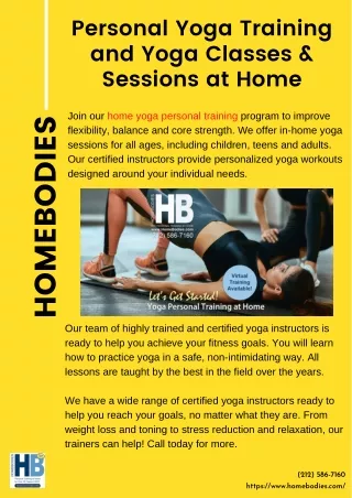 Personal Yoga Training and Yoga Classes & Sessions at Home