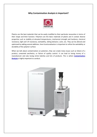 Why Contamination Analysis is Important