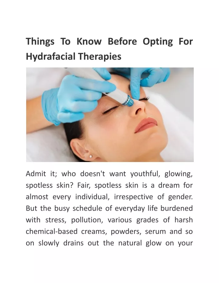 things to know before opting for hydrafacial