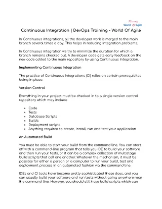 Continuous Integration | World Of Agile