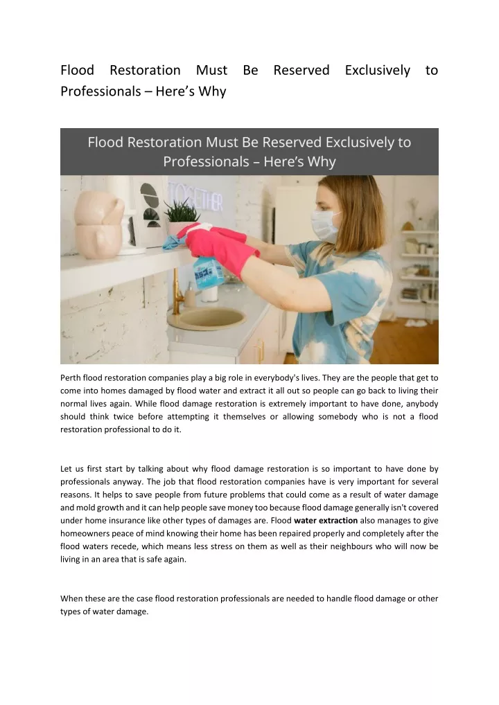 flood restoration must be reserved exclusively