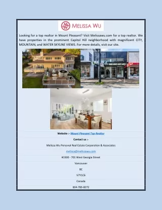 Mount Pleasant Top Realtor | Melissawu.com