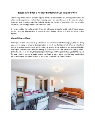 Reasons to Book a Holiday Rental with Concierge Service